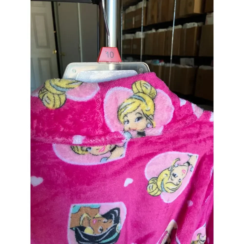 Disney Princess Girl's Fleece Pink Heart Character Bathrobe Size 10